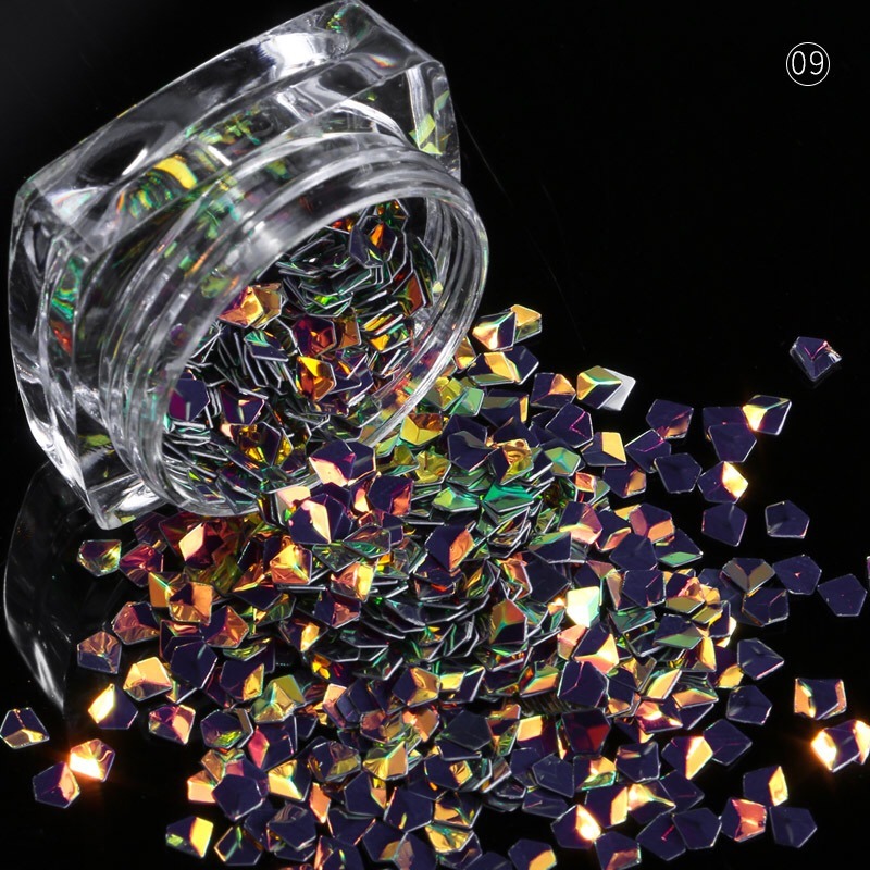12 Colors 3D Rhombus Shape Glitter Paillette Powder Manicure Decoration