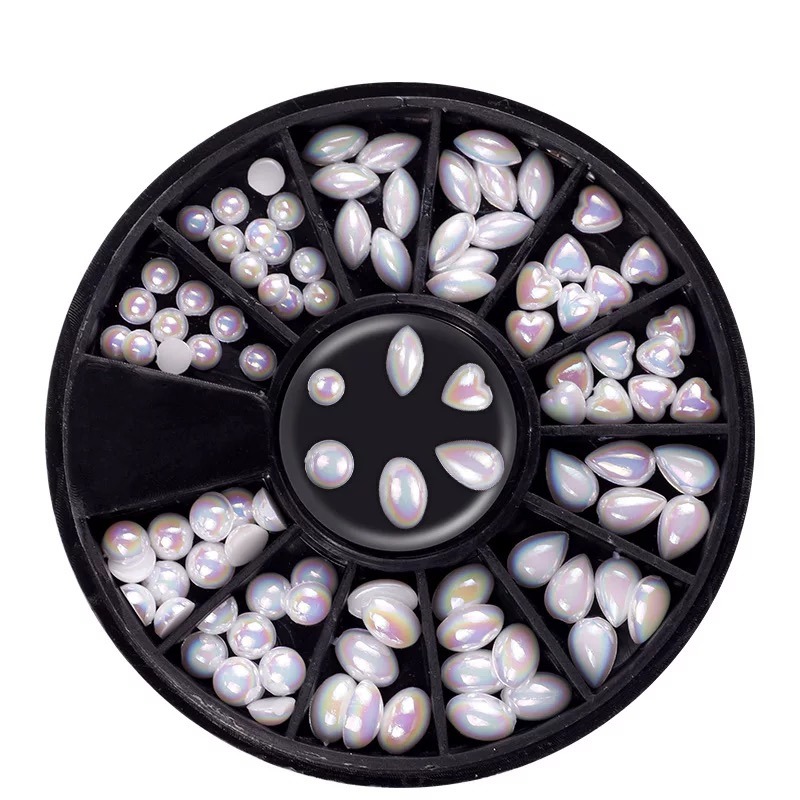 Shinning White Multi-Shape Pearls for Nail Art Decorations Manicure Tools